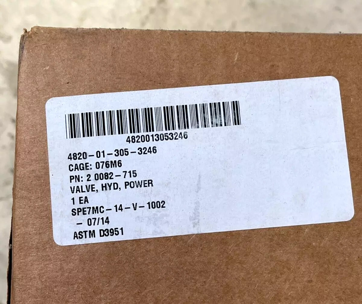 NEW M-973 SUSV BAE SYSTEMS HYDRAULIC POWER VALVE 2 0082-715 4820-01-305-3246