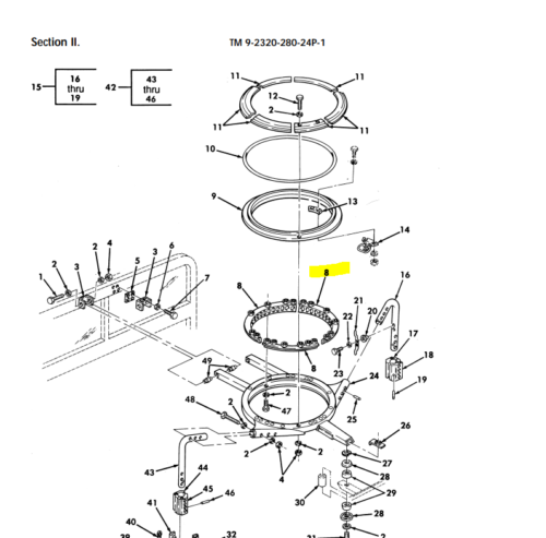 HMMWV M1114 HUMVEE GUN TURRET LOCK RING 12340298 5584552