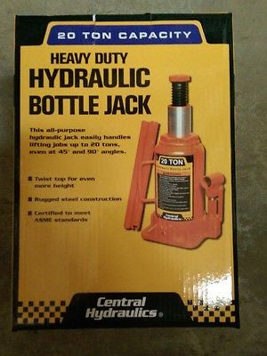 20 Ton Hydraulic Bottle Jack, Heavy Duty Central Hydraulics