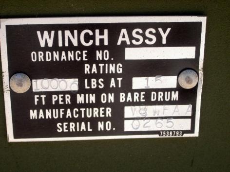M35 2.5 TON M809 M900 MILITARY WINCH 10,000 POUND MILITARY WINCH LBS