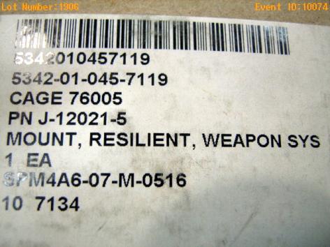 60HZ 10 KW MILITARY GENERATOR SET MOUNT RESILIENT 72-5051-3 J-12021-5 5342-01-045-7119