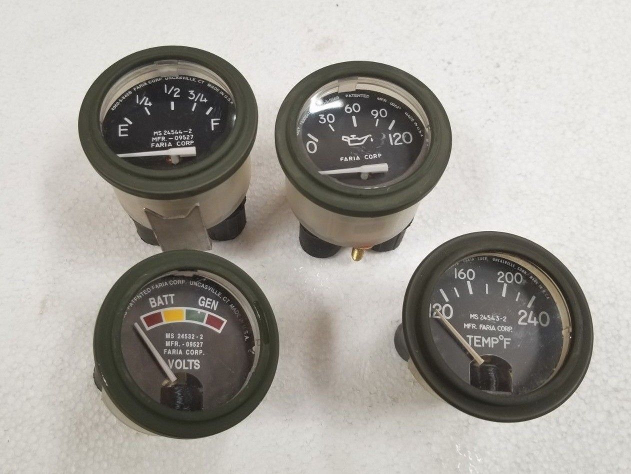 M998 HUMVEE HMMWV GAUGE KIT TEMPERATURE VOLTMETER FUEL LEVEL OIL SPEEDOMETER