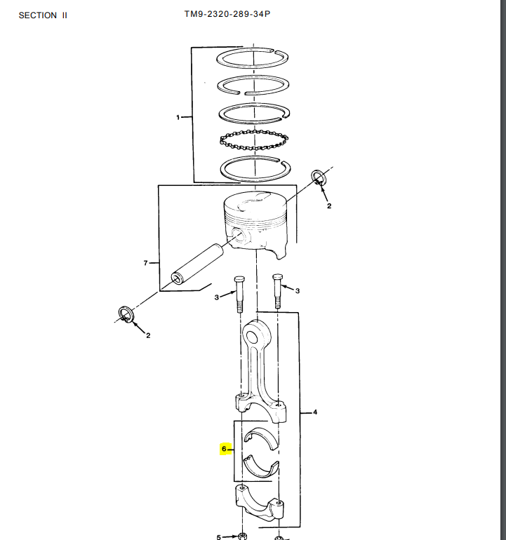 Bearing Sleeve Crank Main 6.2 diesel GMC Chevy M998 CUCV 6.5 L m998 0.0005 U/S