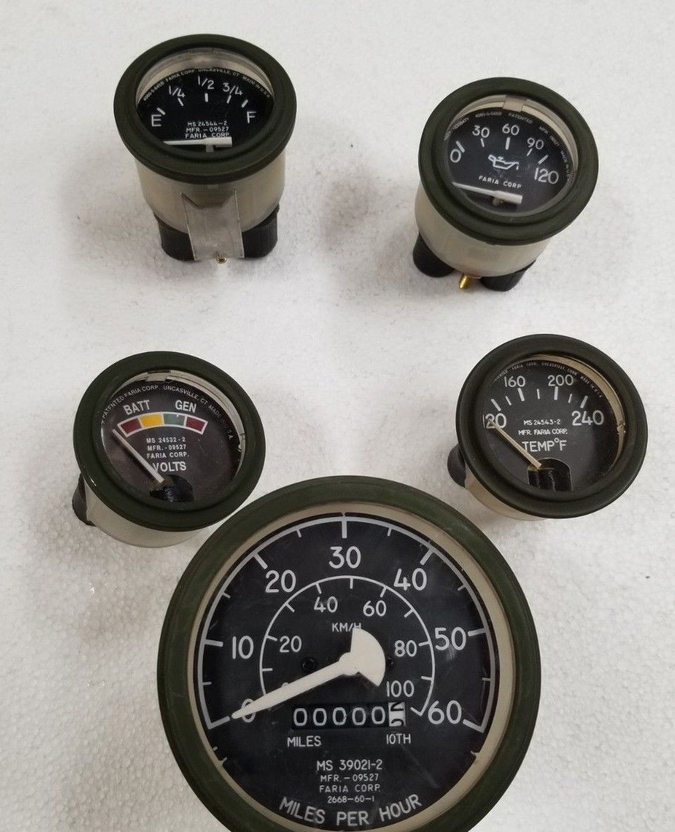 M998 HUMVEE HMMWV GAUGE KIT TEMPERATURE VOLTMETER FUEL LEVEL OIL SPEEDOMETER