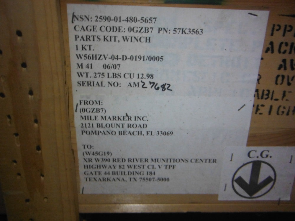 BRAND NEW HMMWV HUMVEE HUMMER M998 M1114 Winch Kit 8,000 Pound 57K3563
