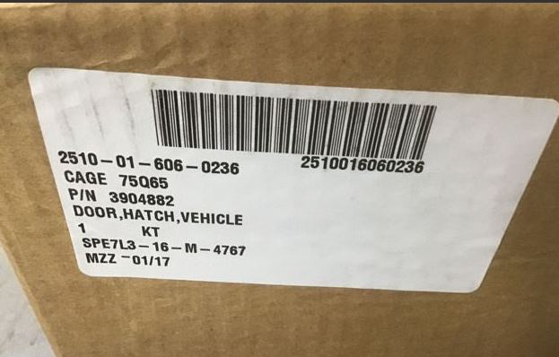 MTVR 7 TON VEHICULAR DOOR HATCH KIT 2510016060236 3904882 2510-01-606-0236