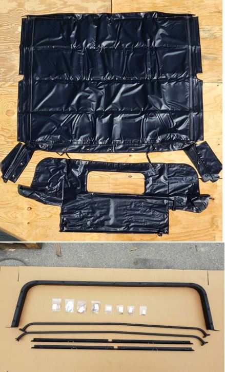 HMMWV 4 Man Soft Top KIT BLACK M998 C-Pillar, Bows, Rails,& Hardware - (NO DOORS)