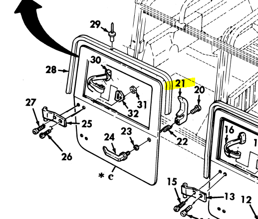 HMMWV HUMVEE M998 HANDLE LH DOOR DRIVERS SIDE INSIDE DOOR HANDLE