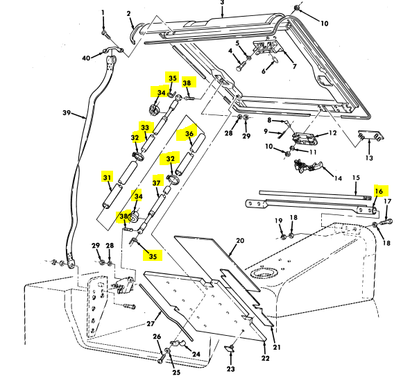 HMMWV Humvee M998 Slant Back Conversion Kit Hard Top Conversion Kit With Hardware