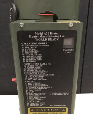 Hunter A20 Vehicle Heater M113 APC 12474864 2540-01-396-2826 60,000 BTU/HR APC