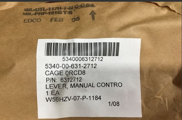 5340-00-631-2712 6312712 M88 LEVER MANUAL CONTROL M51 M74