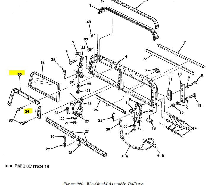 HMMWV HUMVEE M998 3 PIECE WINDSHIELD RETAINER KIT