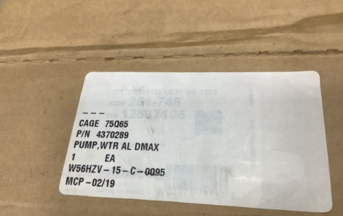Oshkosh JLTV 4370289 Water Pumps JLTV WATER PUMP