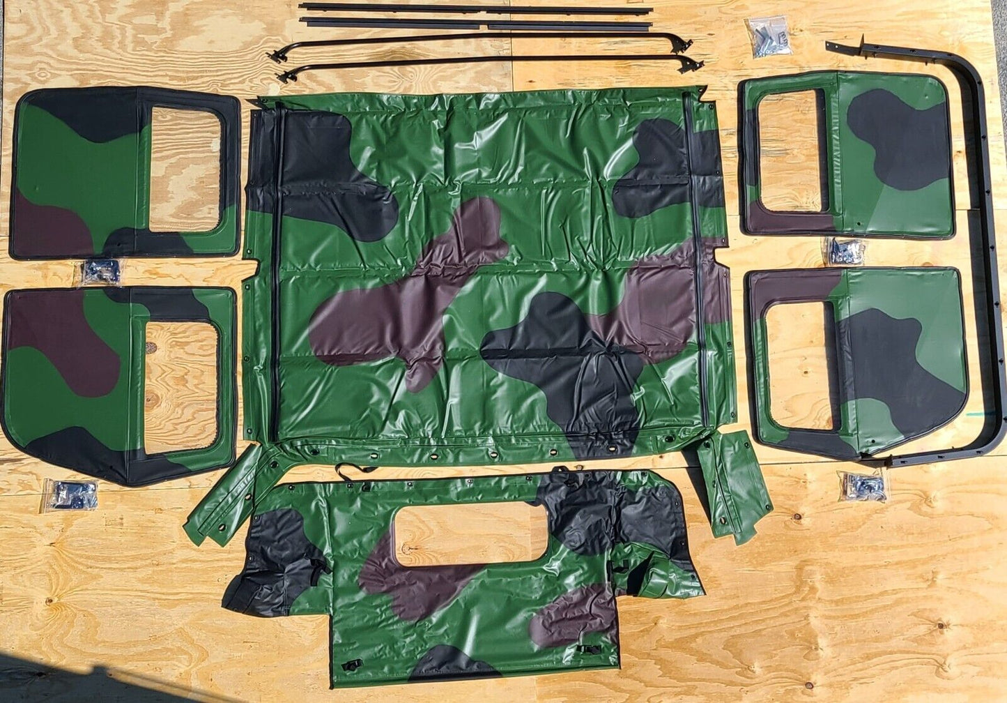 NEW HMMWV 4 Man Soft Top KIT CAMO Humvee M998 4 Doors, C-Pillar, Bows, Rails, Roof M1123