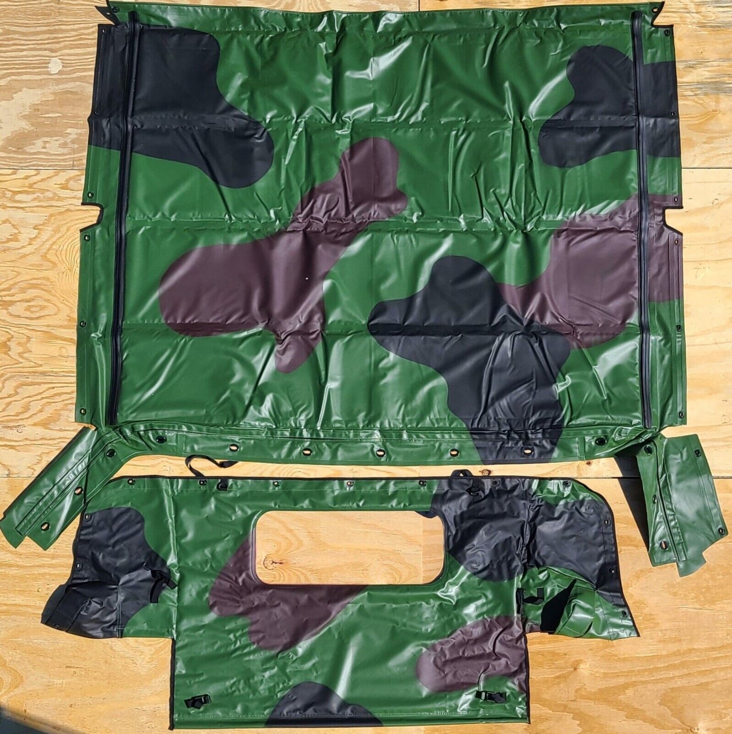 NEW HMMWV 4 Man Camo Soft Top Roof + Curtain Kit Humvee M998 12340676-31