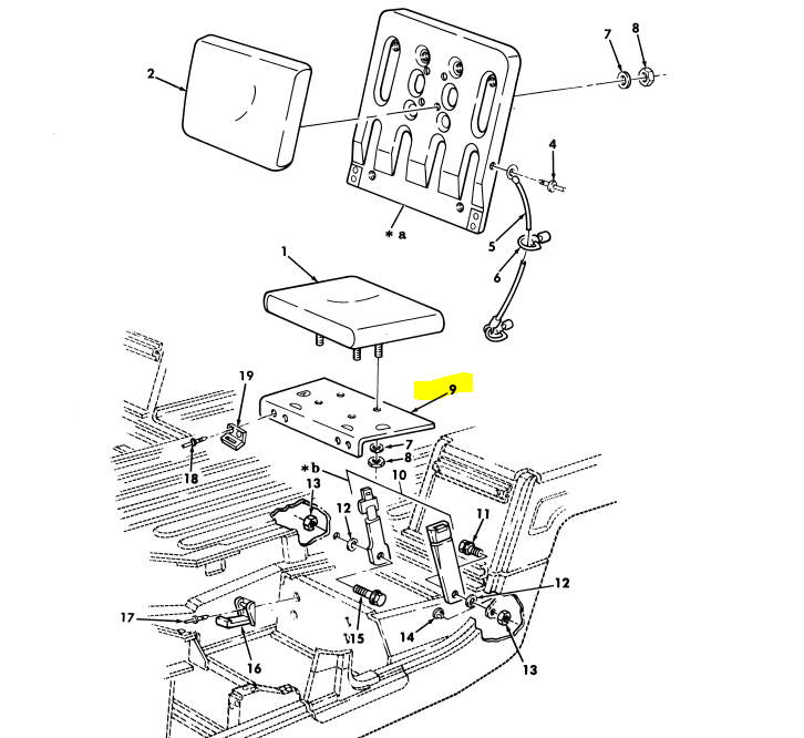 HMMWV m998 Humvee Seat Base Passenger Seat Bracket