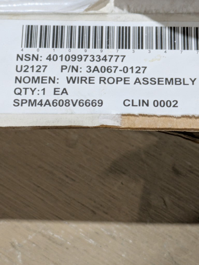 IPECO Holdings Limited 3A067-0127 Wire Rope Assembly - NSN 4010-99-733-4777 - inventory label
