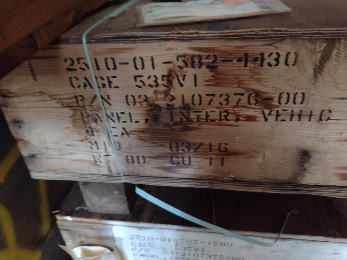 Plasan North America 0312107376-00 Interior Vehicle Panel - NSN 2510-01-582-4430 - inventory label