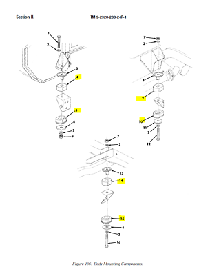 Hummer H1 Humvee BODY Mount  SET 12339244-3 12339244-2 M998 Hummer H1 12339247-3