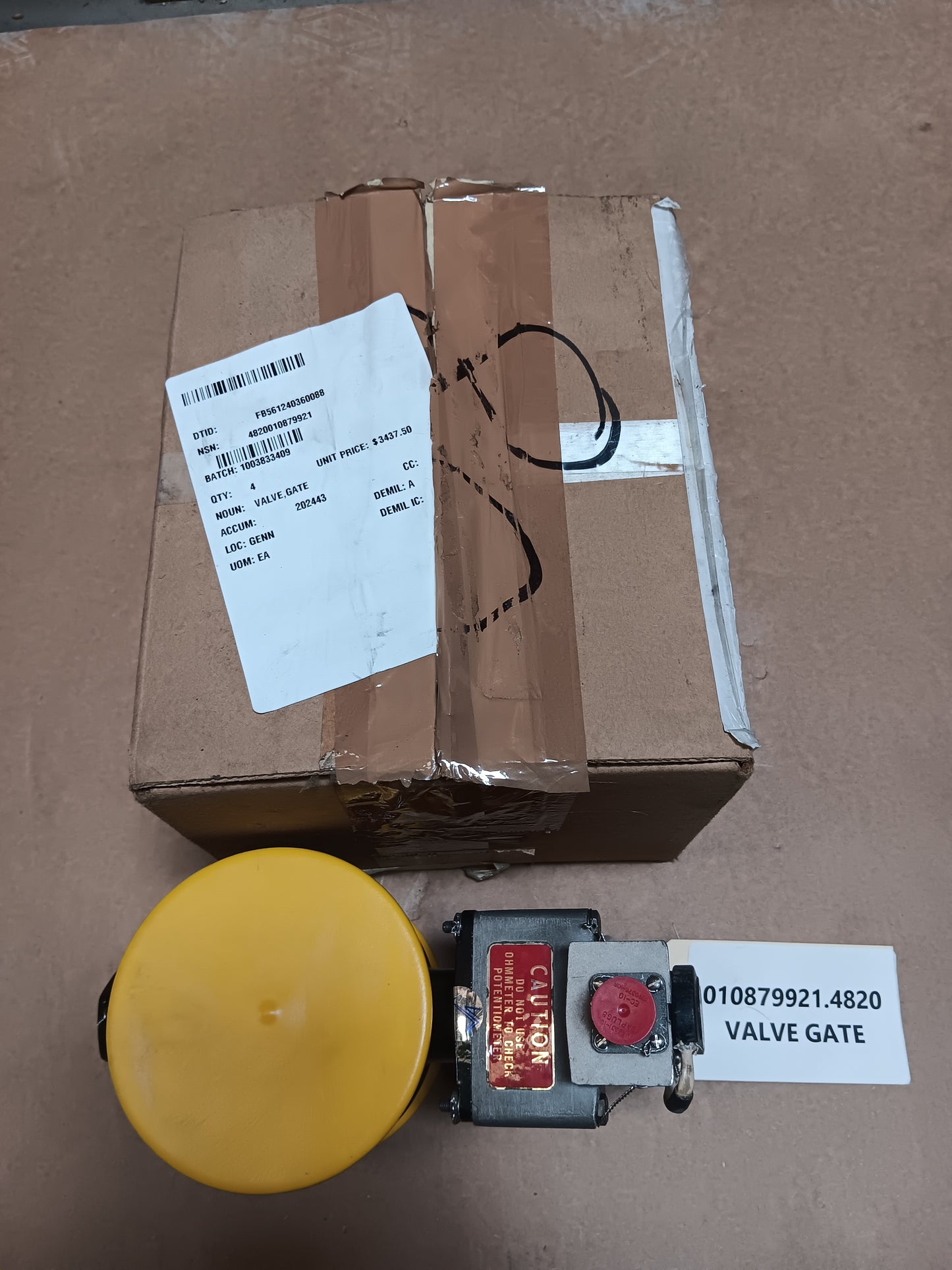 Honeywell 321460-1-1 Gate Valve NSN 4820-01-087-9921 NEW