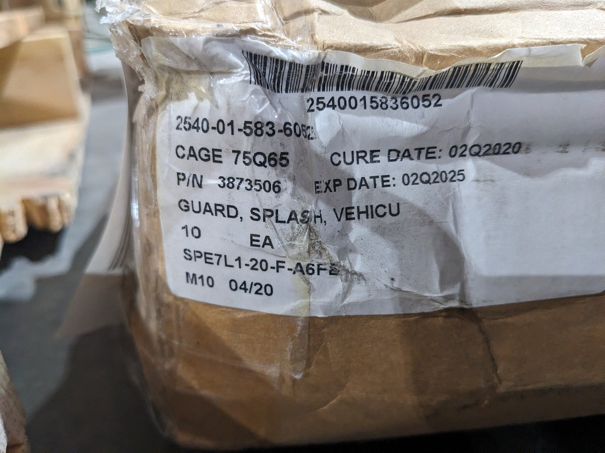 Oshkosh Defense LLC 3873506 Splash Guard - NSN 2540-01-583-6052 - inventory label