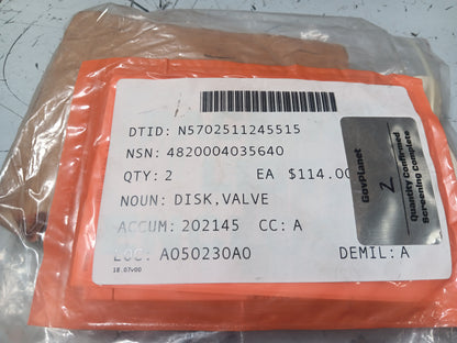 Leslie Controls N11190 Valve Disk - NSN 4820-00-403-5640 - inventory label