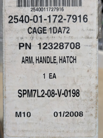 U S Army Tank Automotive Command 12328708 Arm, Handle, Hatch - NSN 2540-01-172-7916 - inventory label