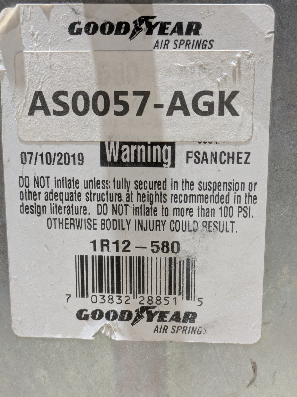 Stemco Inc 1R12-580 Air Spring, Vehicular - NSN 2510-01-672-6313 - photo 1