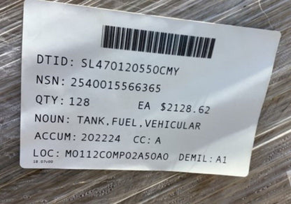 GENUINE MRAP 3819955C93 TAN VEHICULAR HEATER FUEL TANK 57 GAL, LEFT SIDE MOUNTED