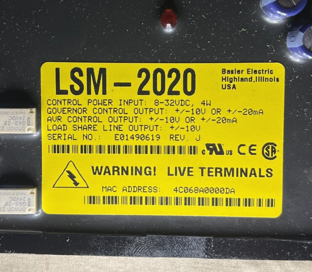 BASLER LSM-2020 PROGRAMMABLE GENERATOR AVR LOAD SHARING SHARE CONTROL MODULE