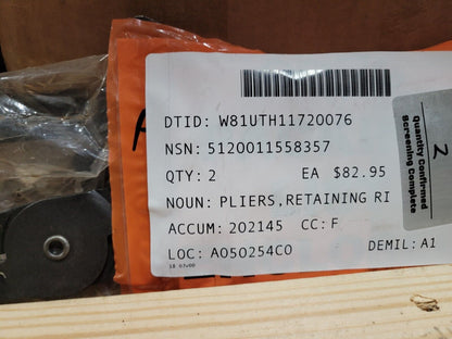 INTERNAL, FLAT JAW, DOUBLE RATCHET RETAINING RING PLIERS NSN 5120-01-155-8357