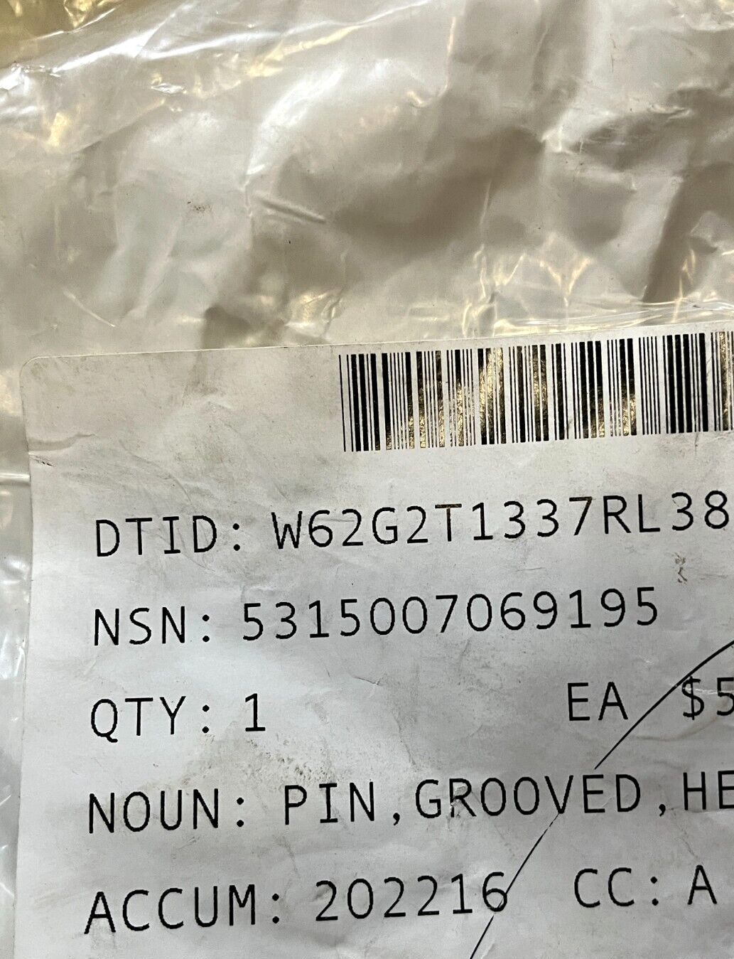 AMPV 7069195 1/2" L X 1-1/2" D HEADLESS GROOVED PIN 0729902 5315-00-706-9195