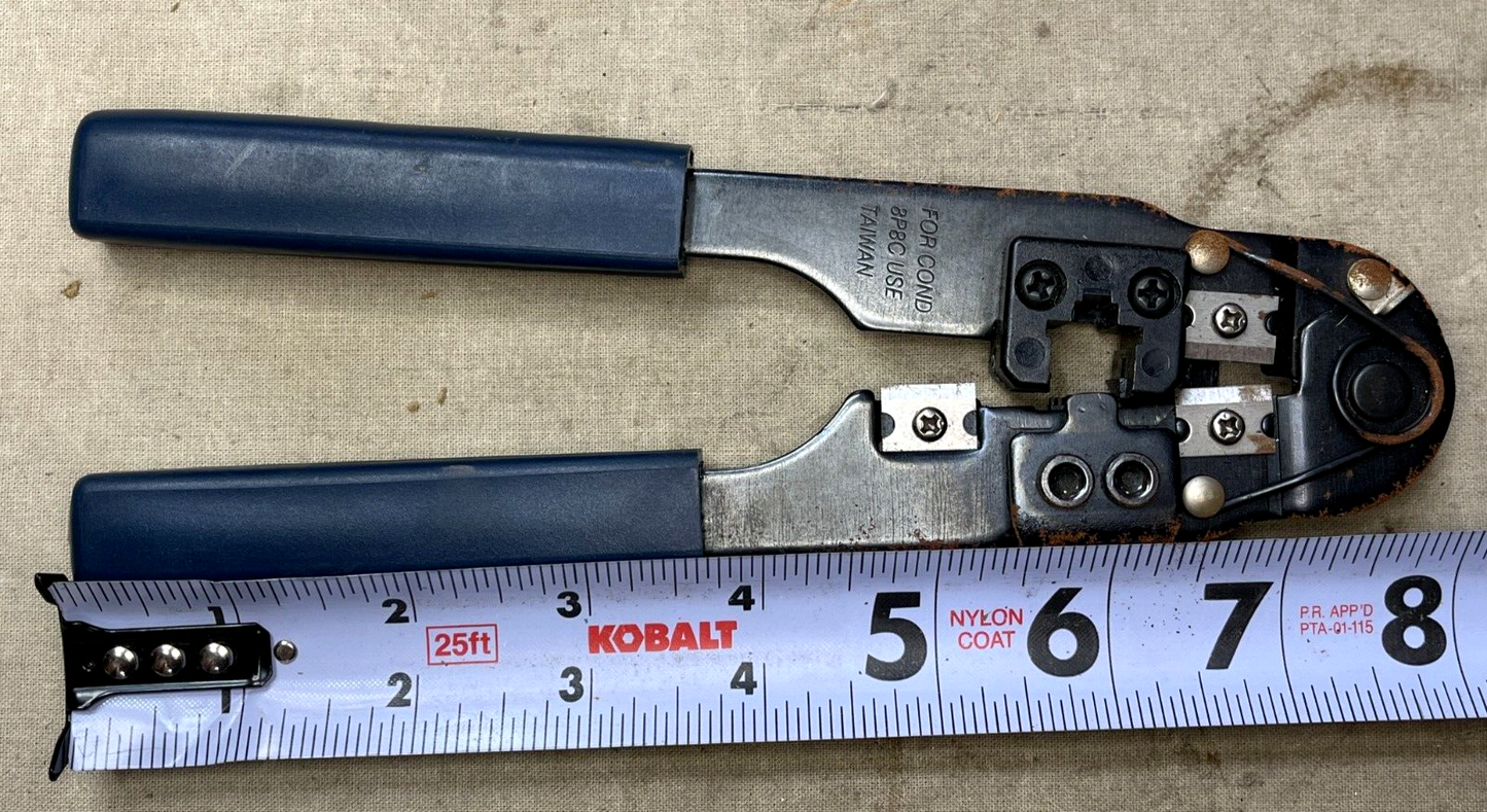 AMP RJ-45 NETWORK CABLE PRO-CRIMPER II BNC PREMISES WIRING KIT TOOL 7" 10mm