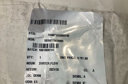 OLIVER PERRY CLASS GEMS SENSORS IC/FS-100-V-10GPM FLOW SWITCH 5930-01-282-0000