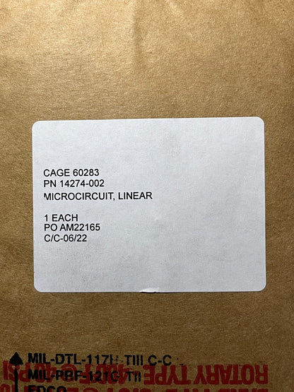 NEW LINEAR MICROCIRCUIT INTEGRATED CIRCUIT 14274-002 5962-01-056-0787 USA