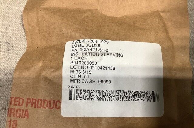 MRAP-COUGAR CAT1 A2 462A421-51-0 ELECTRICAL INSULATION SLEEVING 5970-01-284-1929