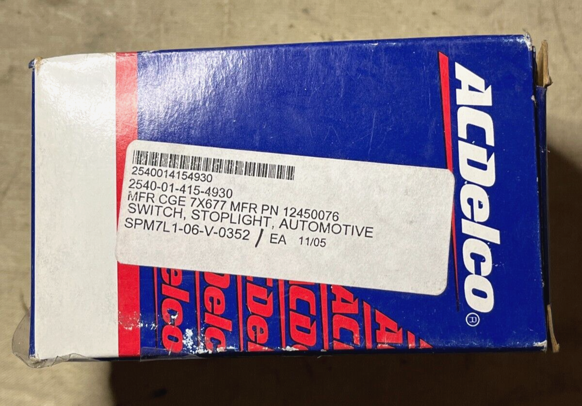GENUINE GMC ACDELCO 12450076 TRUCK SUV BRAKE LIGHT SWITCH 2540-01-415-4930