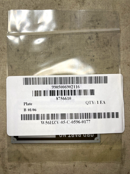 NEW M548 & M548A1 6-TON 8756610 IDENTIFICATION PLATE 301221 9905-00-690-2116