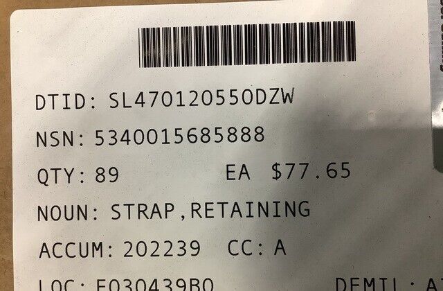 MRAP MAXXPRO DASH ISS 3690621C1 STRAP, HVAC BELT LOOP REAR DUC 5340-01-568-5888