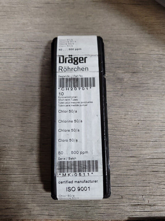 Draeger CH20701 Chlorine 50/a 50-500 ppm Short-term Tubes 10 Tests per box