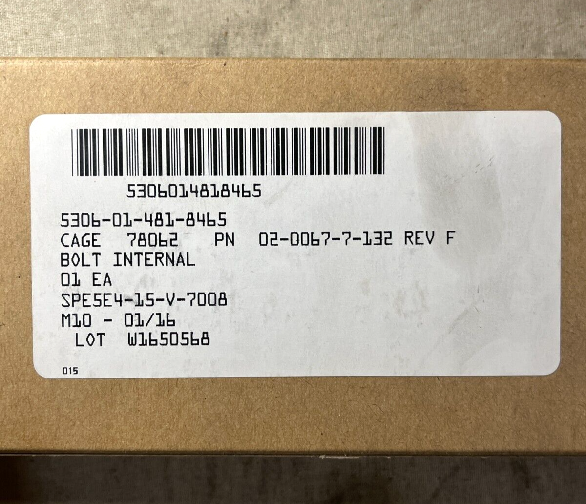 NEW USGI MILITARY 02-0067-7-132 INTERNAL WRENCHING BOLT 21192 5306-01-481-8465