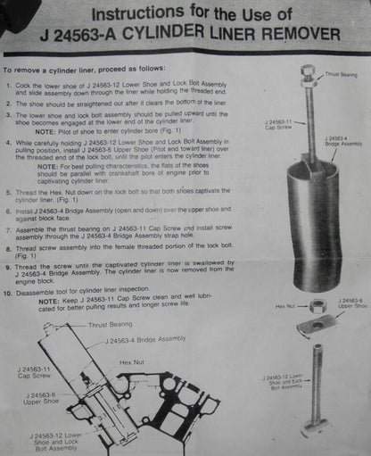 DETROIT DIESEL CYLINDER LINER REMOVER J-24563-A J24563A 2AH788 4910-01-158-3982