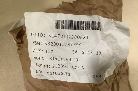 NEW AIRCRAFT, B-1B 8948073P088 SOLID RIVET 5320012297799 5320-01-229-7799 USA