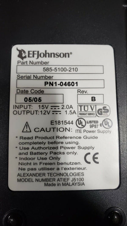 Original EF Johnson Single Unit Battery Charger Kit 585-5100-210 NO Power Supply