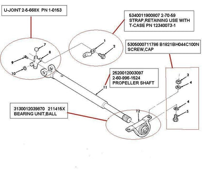 M998 HMMWV HUMMER 12342620 FRONT PROPELLER DRIVESHAFT 915806 2520-01-356-9189