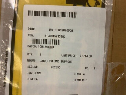 M998 HMMWV H1 BOGERT 30M-HVBMI LEVELING-SUPPORT HYDRAULIC JACK 5120-01-573-3382