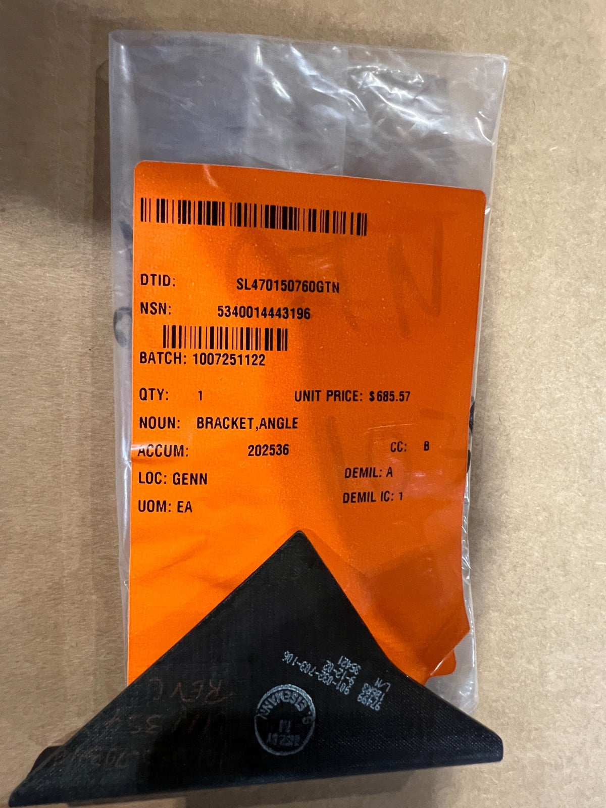 Angle Bracket V-22A NSN 5340-01-444-3196