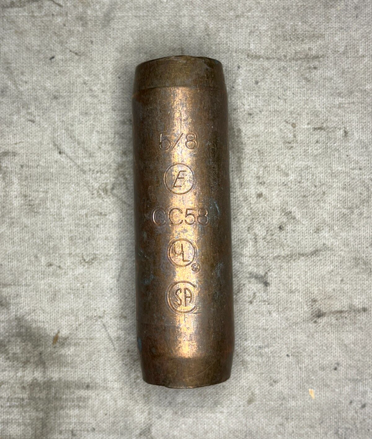 ERICO CC58 GROUND 2" ROD COUPLER, ROD DIA 5/8 IN BRONZE NOS