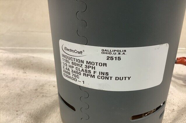 GENUINE ELECTROCRAFT E39ADD-1 INDUCTION MOTOR 85826400-01 NSN 6105-01-346-5128