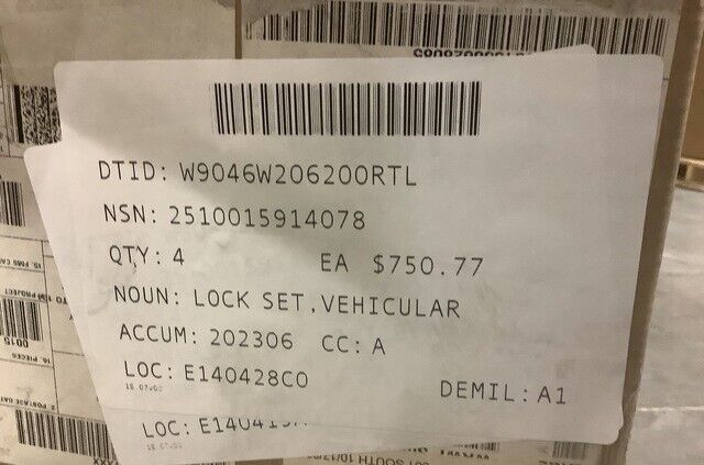 MRAP - RG31 MK5E BAE R0119823 VEHICULAR DOOR LOCK SET 2510-01-591-4078